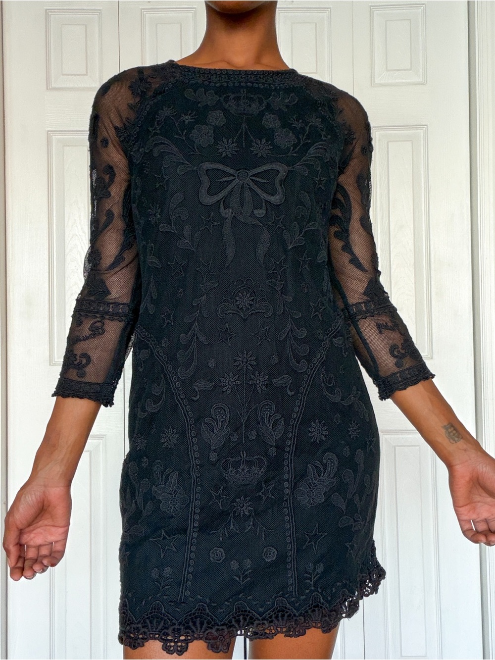 Juicy Couture Black Embroidered Lace Mini Dress